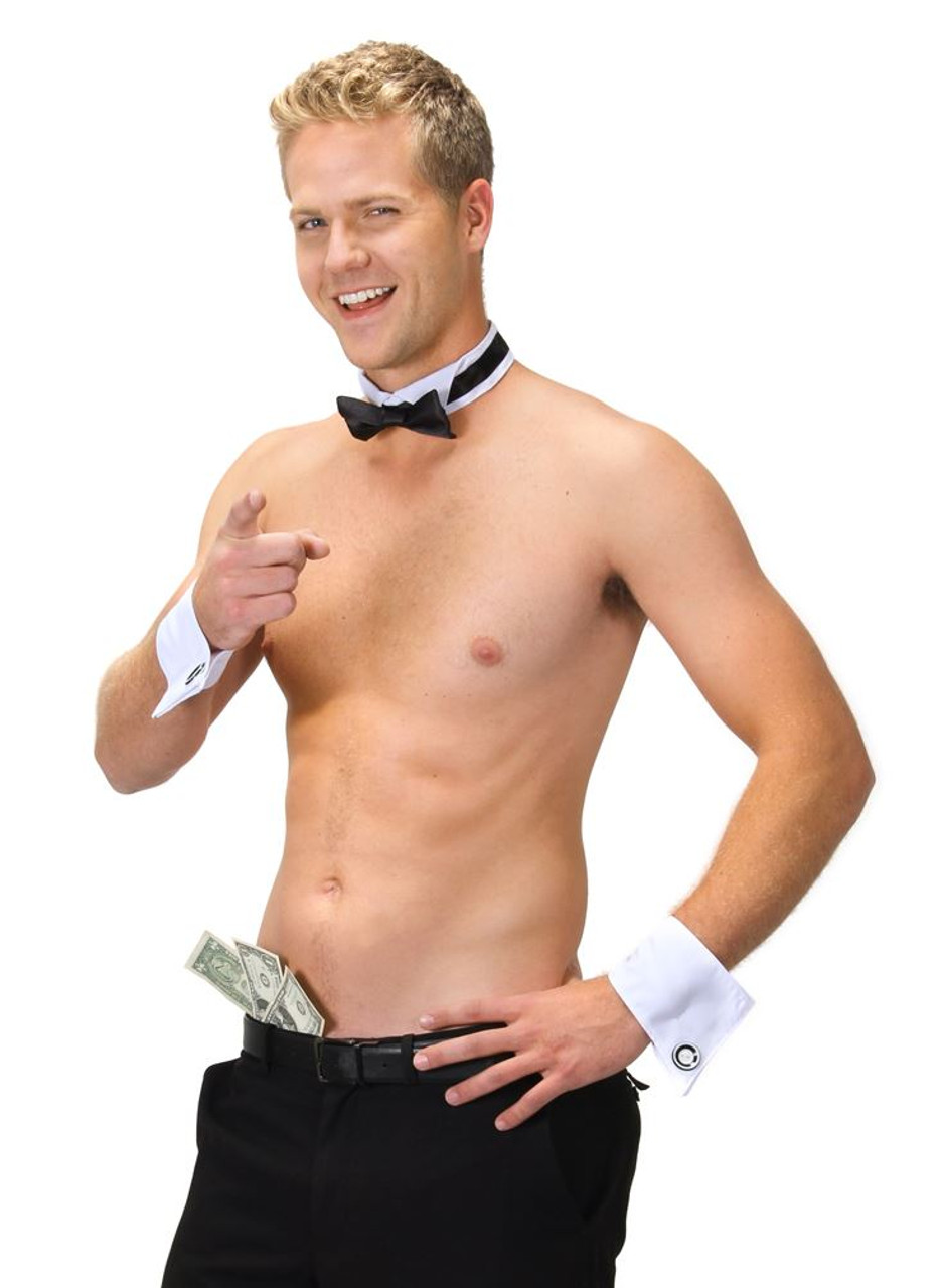 CHIPPENDALES CUFF & COLLAR SET men dancer exotic funny sexy playboy costume  kit