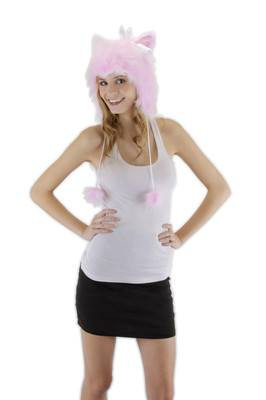 Pink Kitty Hoodie Hat Cat Kitten Womens Adults Teens Halloween Costume Costumeville
