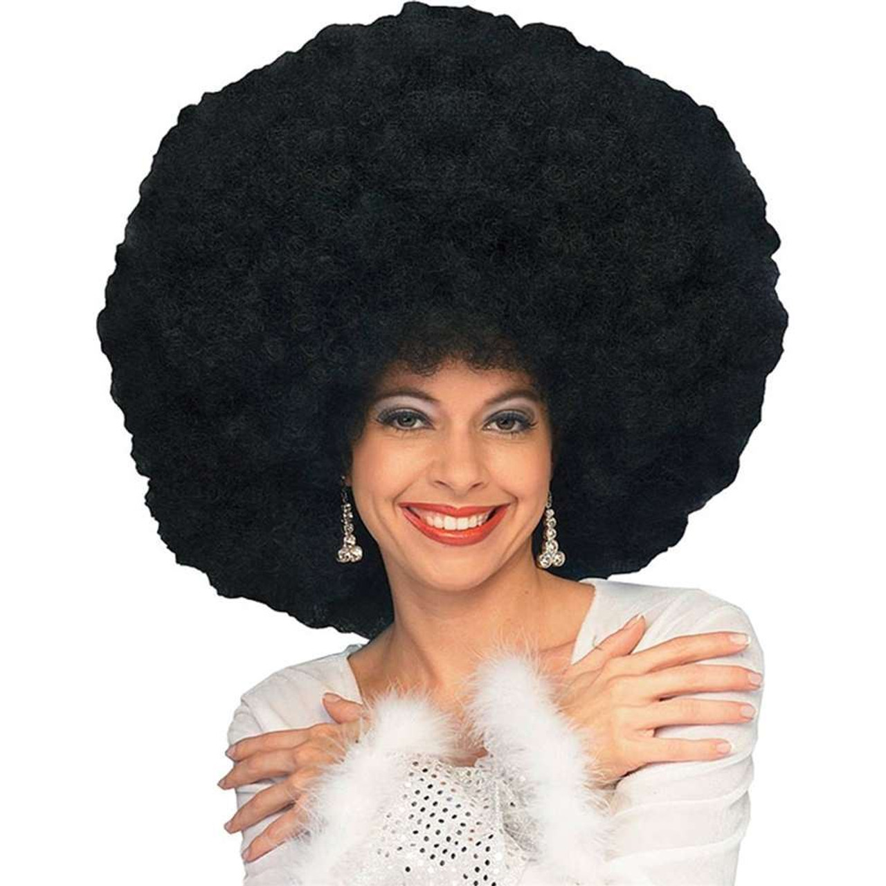 Black Deluxe Jumbo Afro Wig Adult Womens Disco 70s Halloween