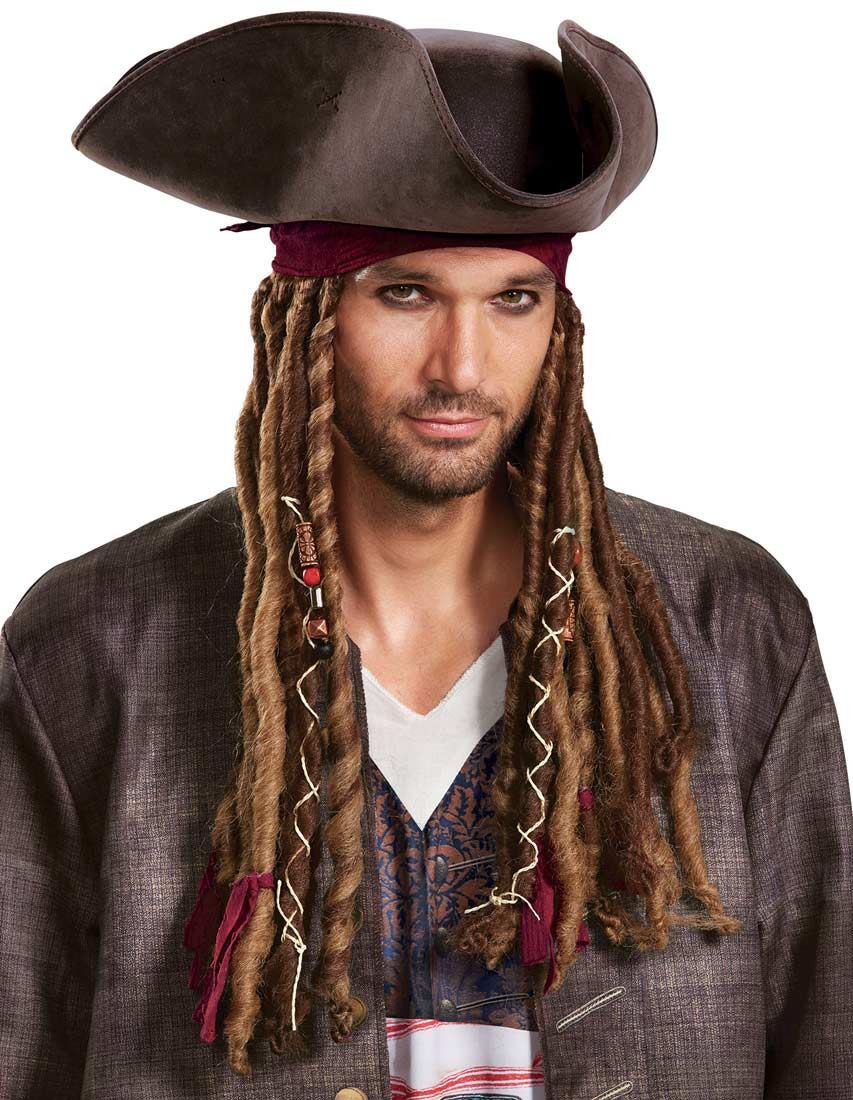 adult Potc5 Captain Jack Hat, Bandana & Dreads