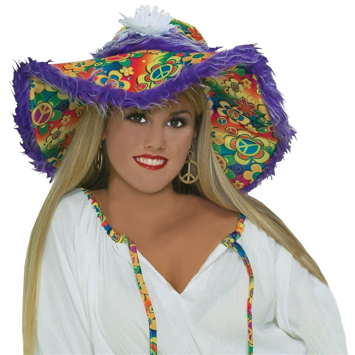 Cappello Hippie Floppy Marrone Anni 60/70 – Accessorio Costume Halloween Per Donna