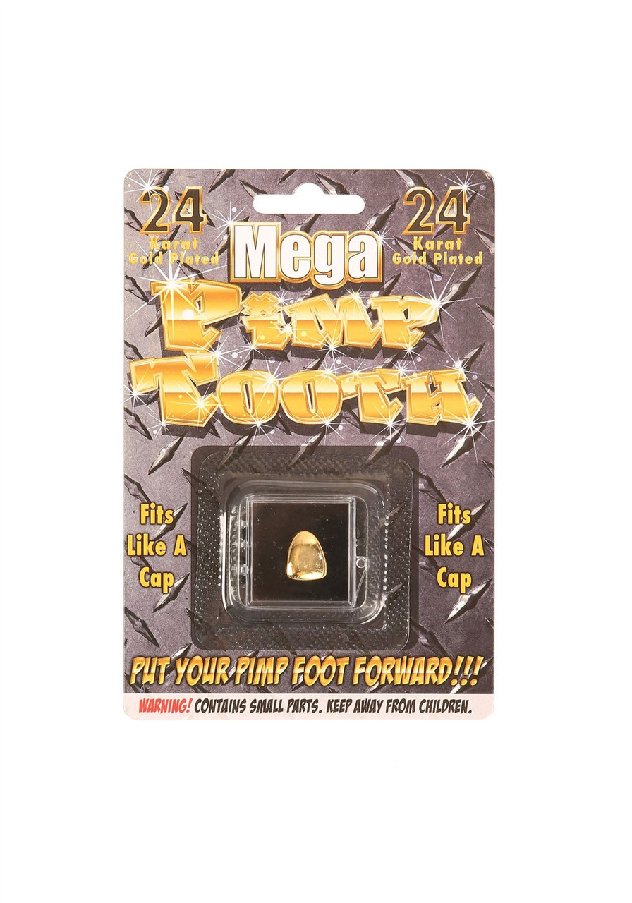 Pimp Mega Tooth 24 Karat Gold Plated Fake False Costume Accessory