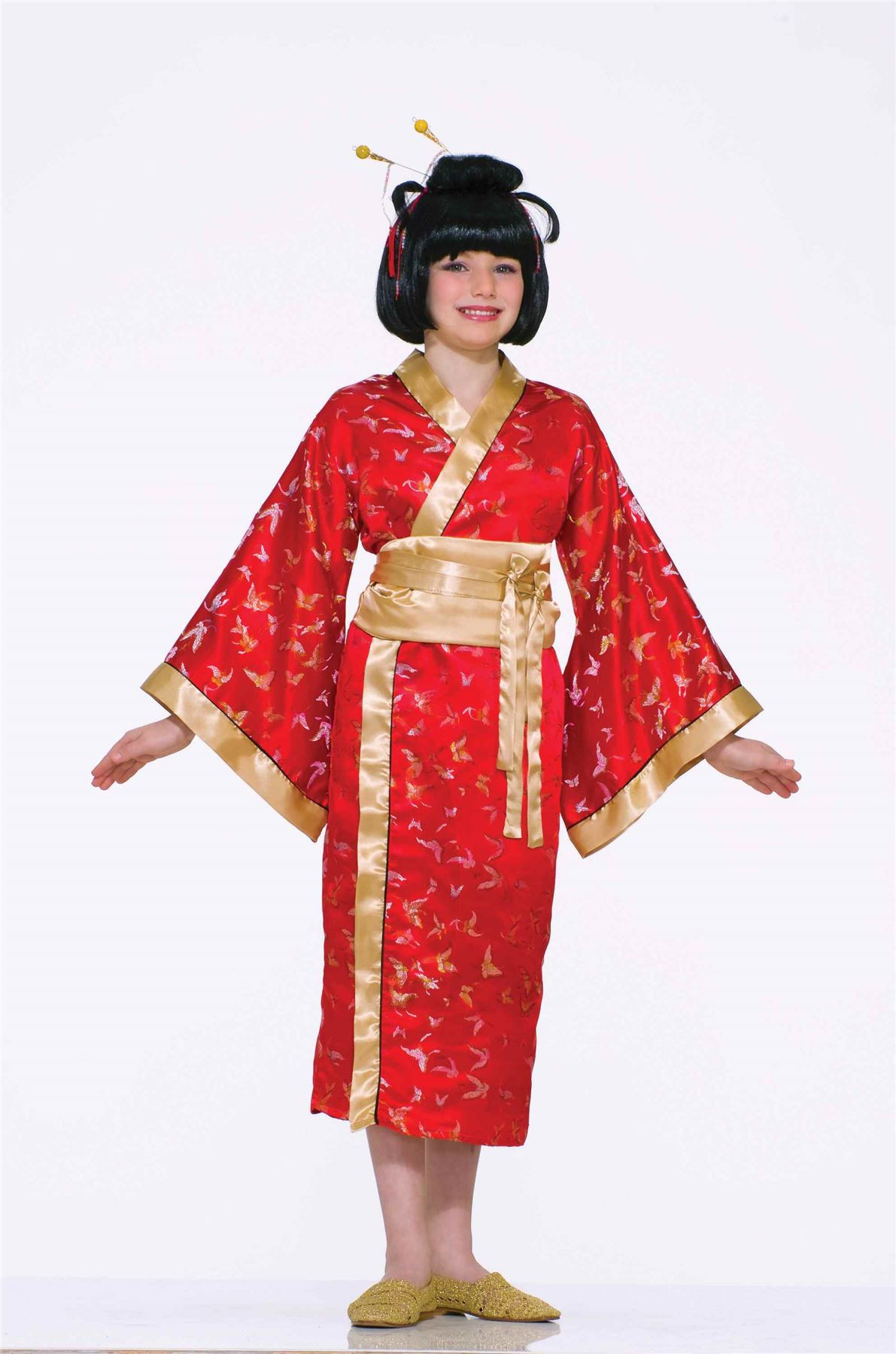 Adult Geisha Girl Costume – Japanese Chinese Oriental Kimono Fancy Dress With Belt