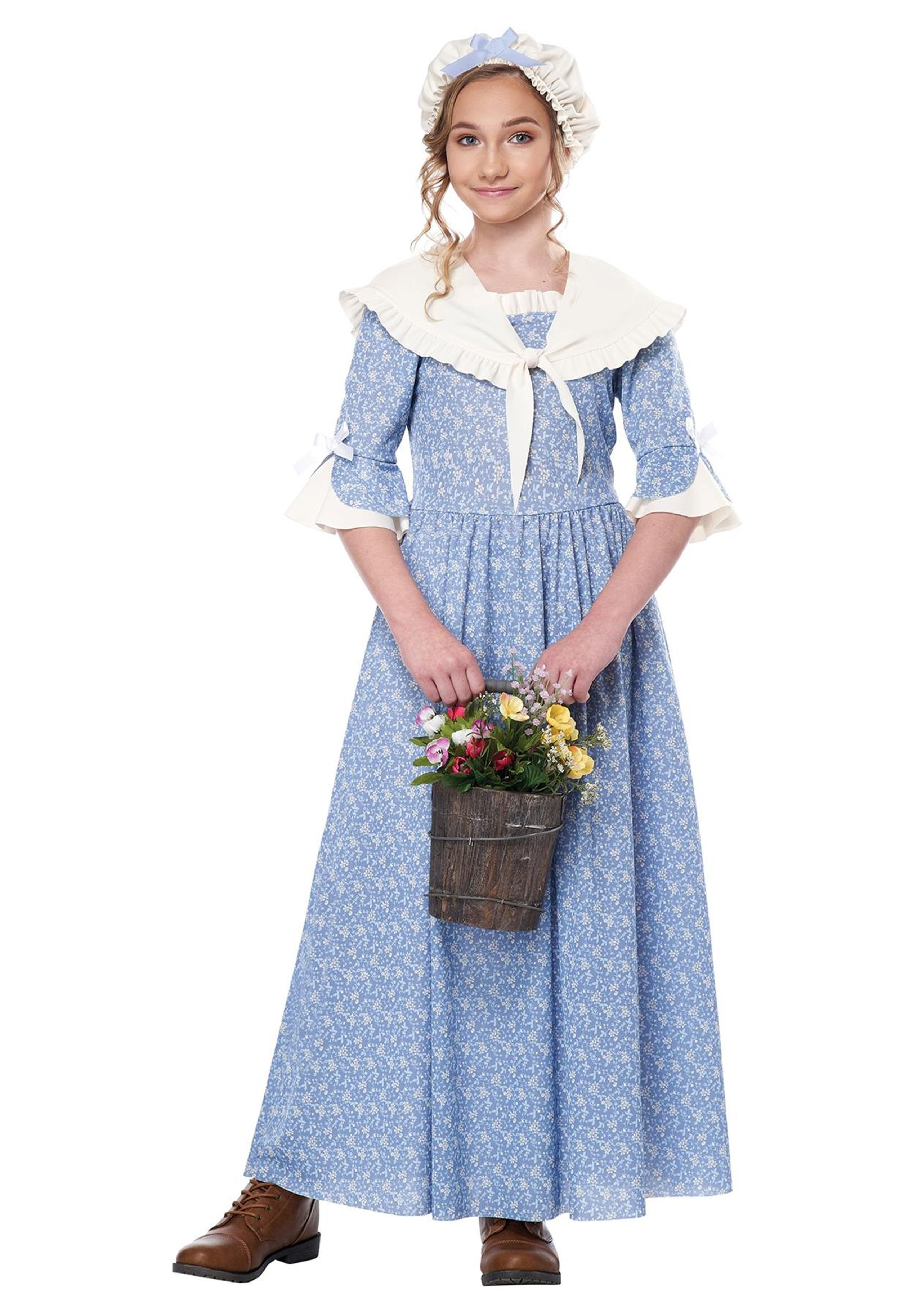Colonial Village Girl Historical colonial settler thanksgiving