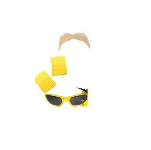 WRESTLING HULKAMANIA KIT moustache wristbands sunglasses adult halloween costume