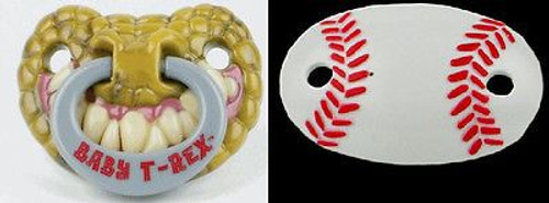 SLUGGER & T-REX PACIFIER sports baseball dinosuar baby boys shower gift infant