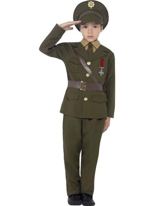 Boys WWII Kids Army Officer Costume by Smiffy's