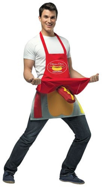 DELICIOUS DICK'S hot dog vending apron humor adult mens funny halloween costume