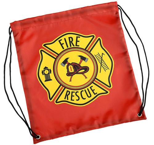 Kids Red Firefighter Drawstring Backpack