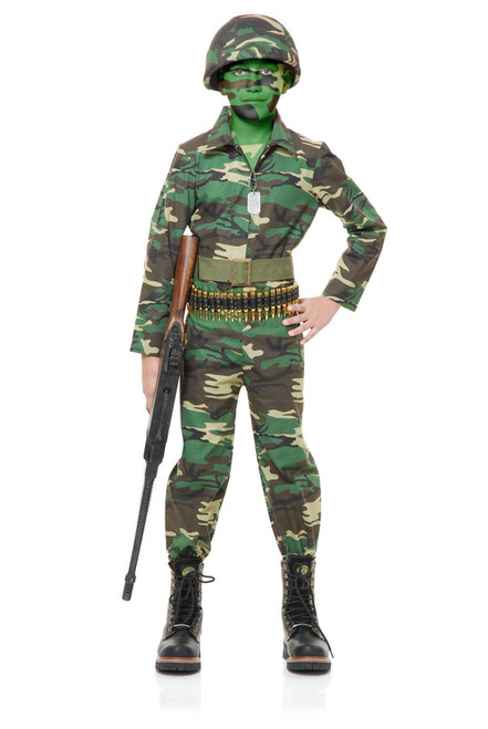 Boys Army Camo Halloween Costume Jumpsuit GI  Joe