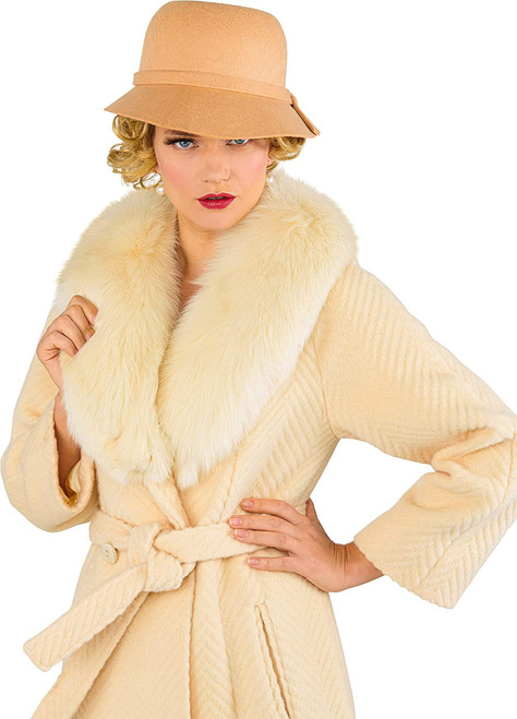 Flapper Hat Beige 1920s decades adult womens Halloween costume accessory Flapper Hat Beige 1920s decades adult womens Halloween costume accessory