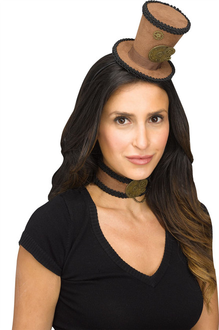 Mini Steampunk Hat Fascinator Choker Halloween Costume Accessory