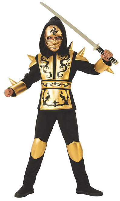 Gold Dragon Ninja Boys Halloween Costume Warrior