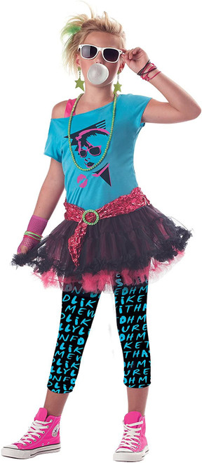 Girls Valley Girl Costume 1980s Child Halloween Fancy Dress Up Like Totally Rad