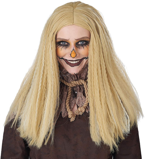 Scarecrow Wig Crimped Hair Adult Halloween Costume Accessory Blond California Costumes