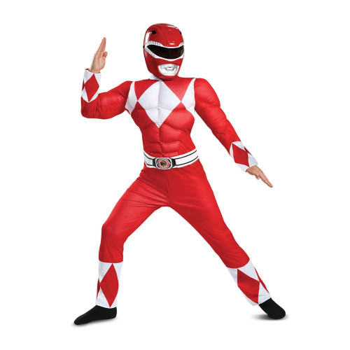 Power Rangers Classic Red Ranger Mighty Morphin Muscle Costume For Kids Small 4-6