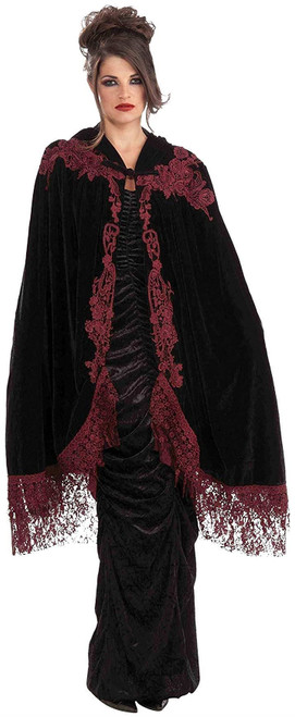 Vampiress Velvet Lace Cape 45" Vampiress Velvet Lace Cape 45"
