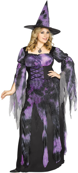 Fun World Women's Plus Size Starlight Witch Costume Purple Black 1X (16W-20W)