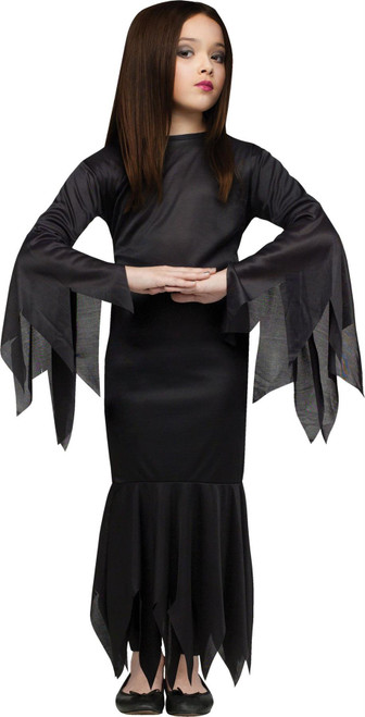Addams Family Madam Morticia Halloween Costume Child Lg 12-14 Gothic Dress Black