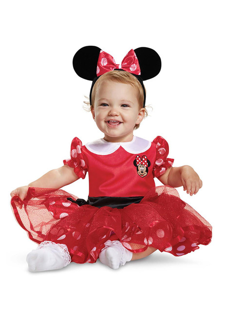 Red Minnie Mouse Dress Polka Dot Mickey Costume For Infants Fits 12 to 18M