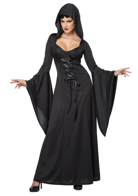 California Costumes Women's Deluxe Hooded Robe Sexy Long Dress, Black, Medium