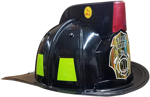 Black Firefighter Helmet with Lights and Sounds for Kids Boys Girls Toy Fun Dress Up Costume Accessory