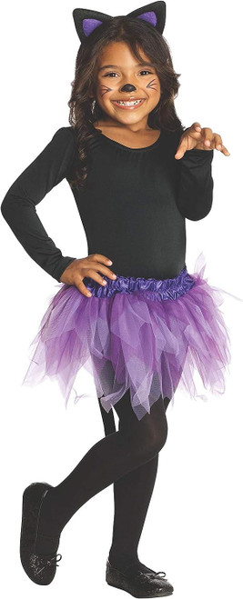 Girls Cute Cat Halloween Tutu and Tail Costume Kit Size Small 4-6