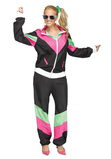 Fun World 80s Womens Track Suit Adult Costume M/L