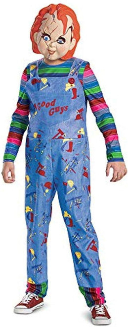 Official Childs Play Chucky Costume Jumpsuit and Mask Outfit, Classic Child Size Medium (7-8)