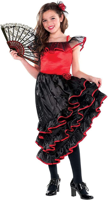 Girls Spanish Dancer Kids Halloween Costume Size Large