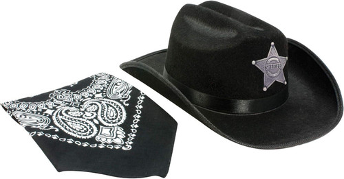 Jr. Cowboy Black Hat Sheriff with Bandanna
