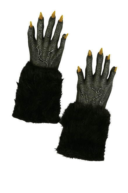 Fun World Unisex Werewolf Hands Adult Gloves, Black, Standard