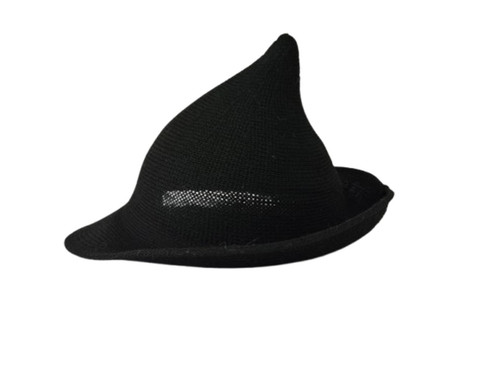 Short Salem Witch Hat - Wired Brim - Jet Black