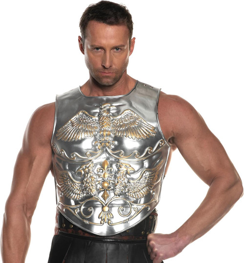 UNDERWRAPS Foam Roman Chest Armor - One Sided Metallic Chest Armor Plate, Renaissance Body Armor with Elastic Back