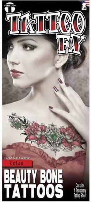 Lotus Flower Beauty Bone Tattoo - Realistic Temporary Clavicle Tattoo for Women