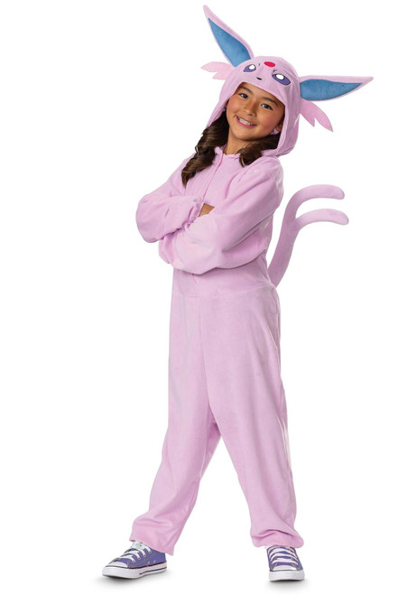 Disguise Pokemon Espeon Costume for Kids, Official Pokemon Outfit with Hooded Jumpsuit, Child Size (10-12)
