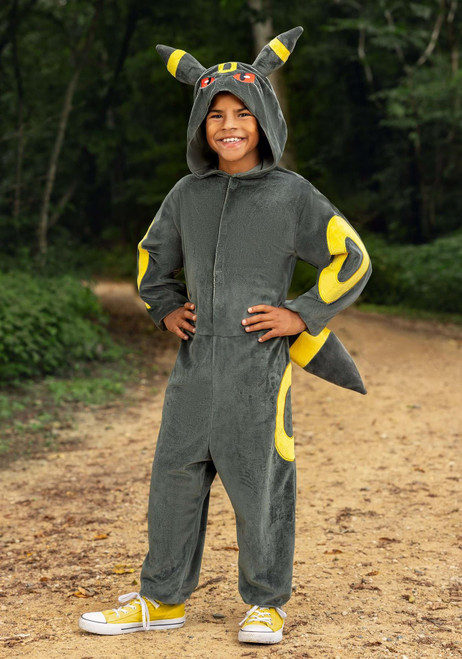 Disguise Deluxe Kid's Pokemon Umbreon Hooded Costume with Ears & Tail | Boys & Girls Pokemon Eeveelutions Cosplay Outfit, Size 7-8