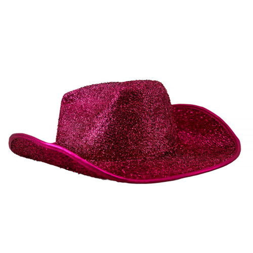 Fuchsia Glitter Grass Cowboy Party Hat Western Cowgirl Costume Festival Disco