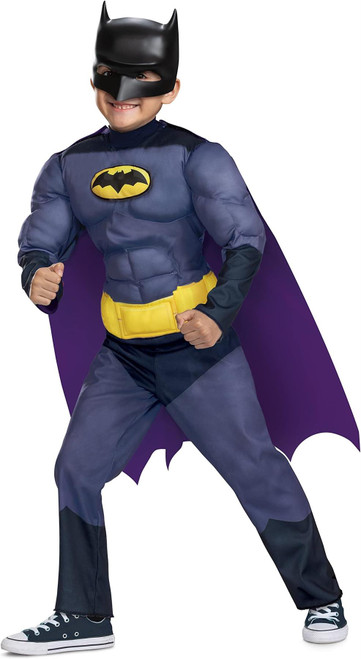 Disguise Batman Muscle Costume, Official Batwheels Costume Outfit and Headpiece, Size (4-6)