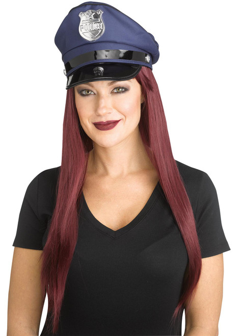 Fun World FW93614 Adults Polyester Police Hat Costume Accessory, Blue, Black & Silver