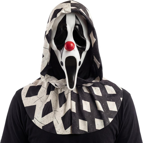 Fun World Ghost Face Adult Clown Mask, One Size Fits Most, Black/White