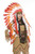 Non-Native Feather Headdress With Trailer Red White And Orange Costume Accessory