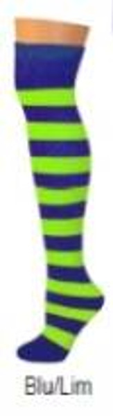 blue & lime striped  tube ADULT SOCKS costume