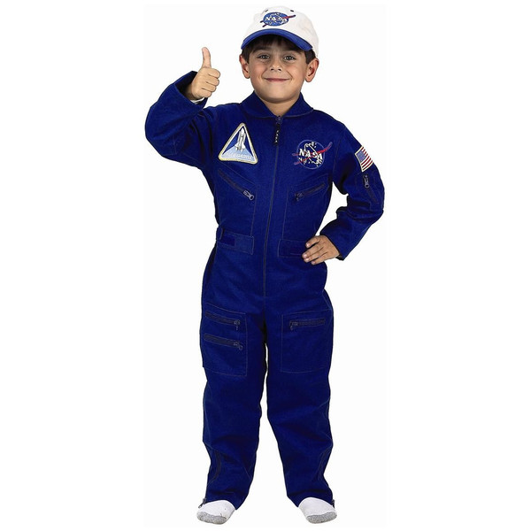 Jr. FLIGHT SUIT NASA blue jumpsuit astronaut kids boys halloween costume 8-10