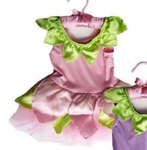 PINK SATIN FAIRY DRESS flower toddler girls halloween birthday costume 12M - 24M