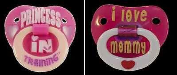 I LOVE MOMMY & PRINCESS IN TRAINING baby girls pacifier shower gift infant child