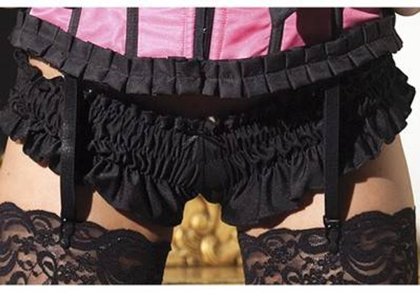 black MINI RUFFLED BOOTY SHORTS womens sexy adult halloween costume Small