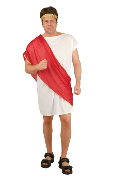 red TOGA adult roman mens couples halloween costume M