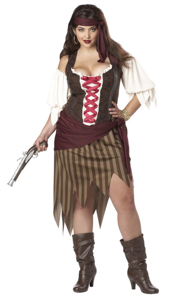 BUCCANEER BEAUTY renaissance pirate wench womens plus halloween costume 2XL XXL