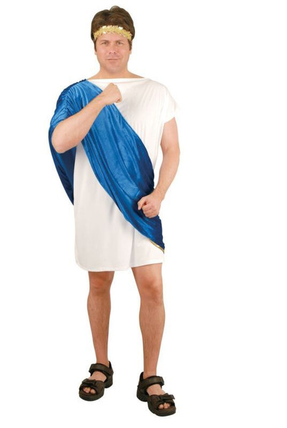 BLUE TOGA MAN frat party roman Caesar greek mens halloween costume LARGE